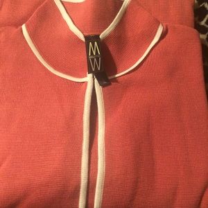 Peach and white knit duster